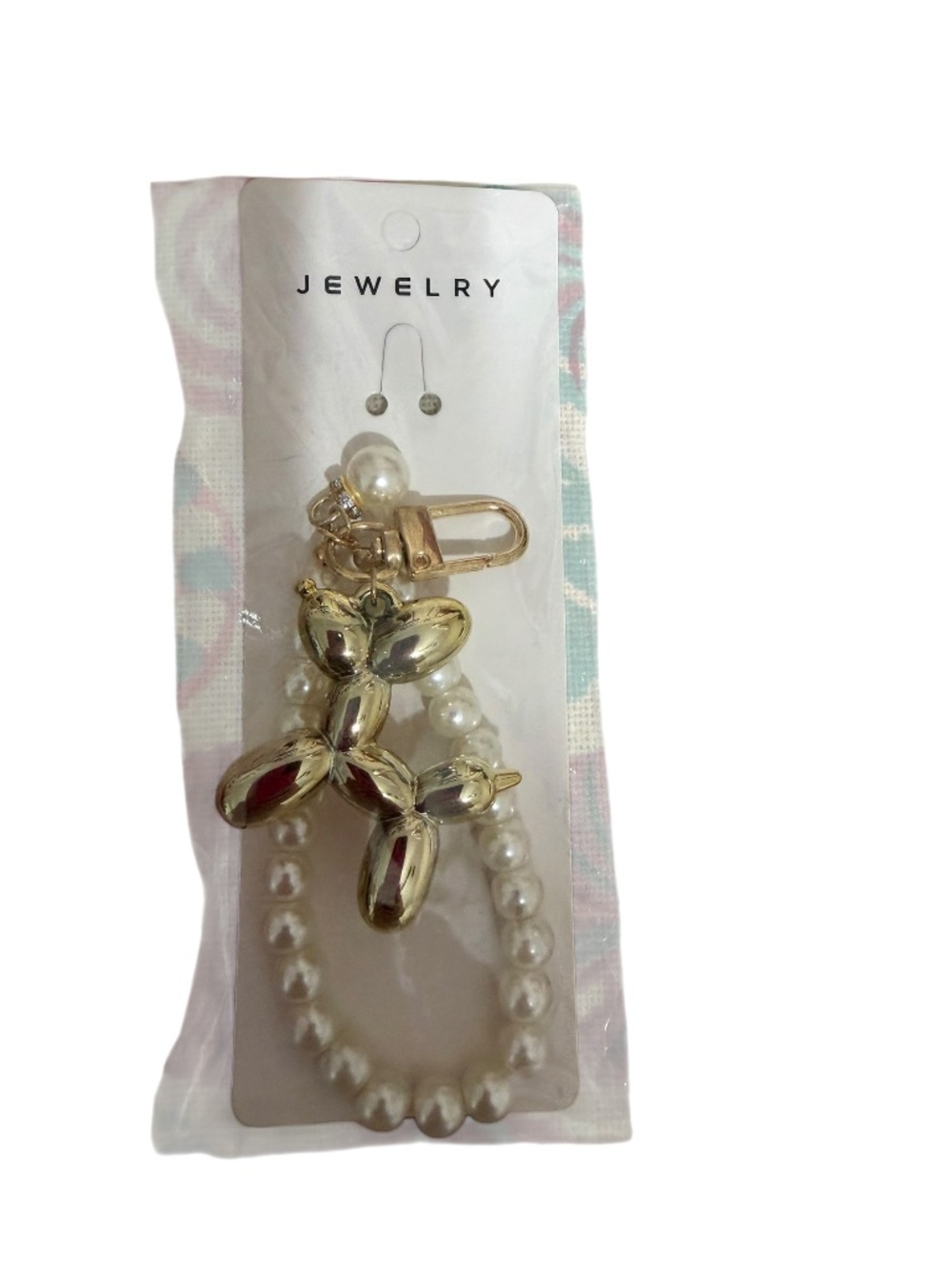 Gold Pearl Balloon-Dog Key & Card Holder